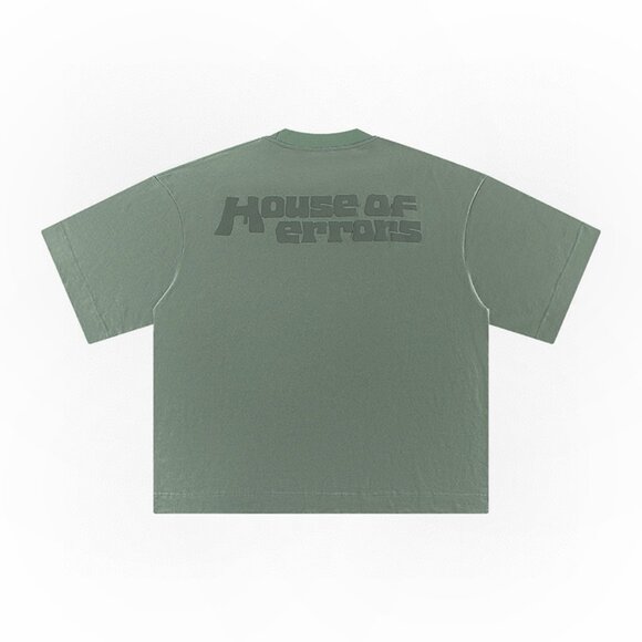 House of Errors Army Green Eye Print T Shirt - Picture 2 of 9